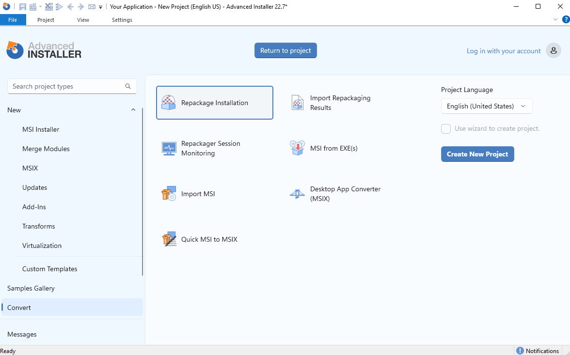 Convert Project Type Convert Project Type