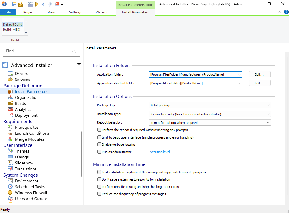 Install Parameters Install Parameters