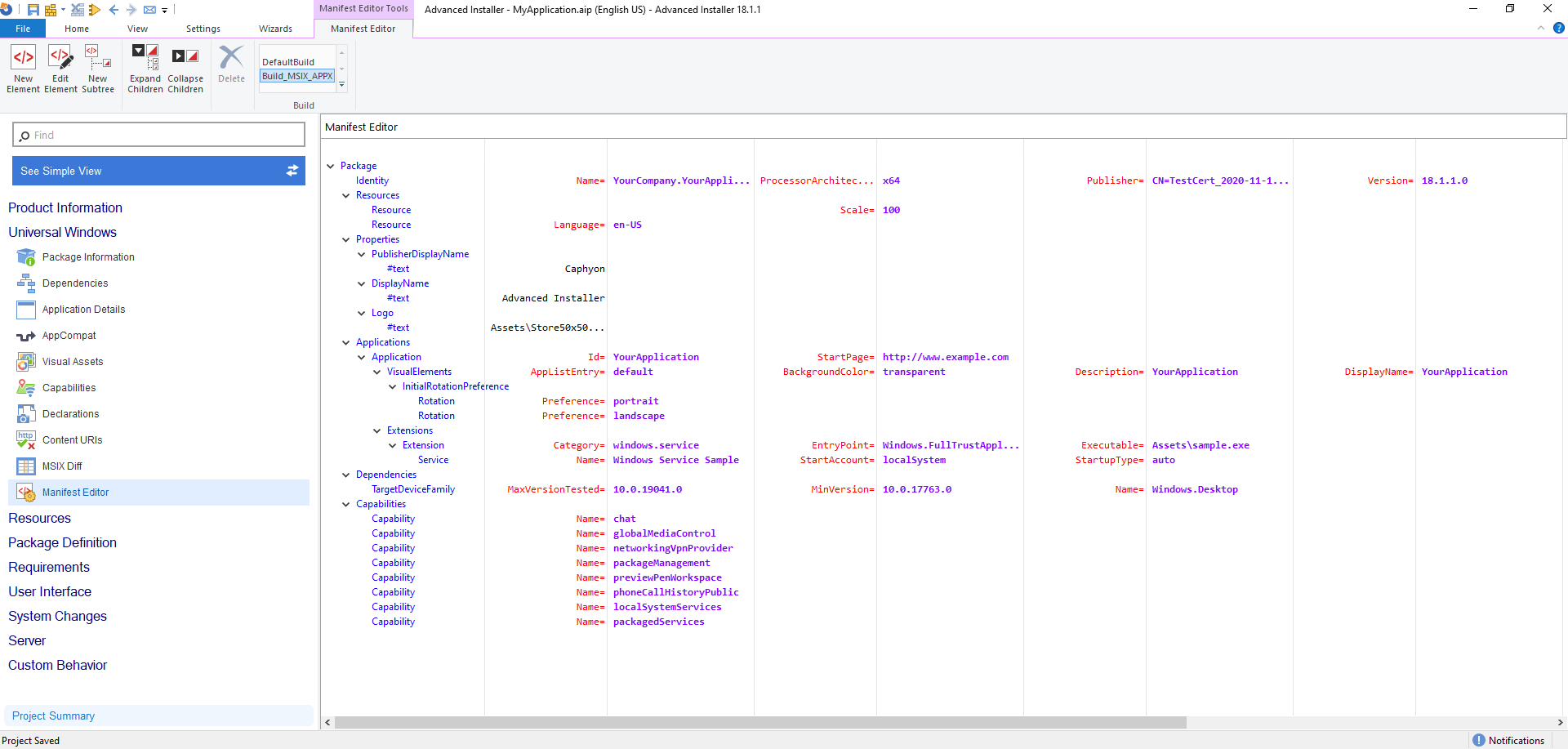Manifest Editor Page Manifest Editor Page