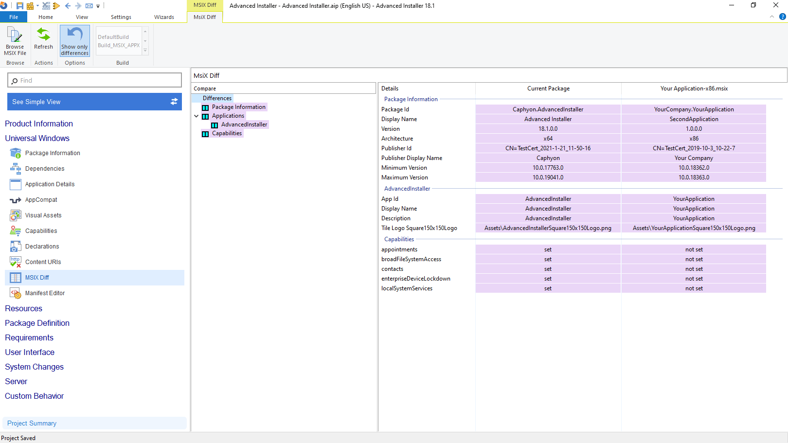 MSIX Diff Page MSIX Diff Page