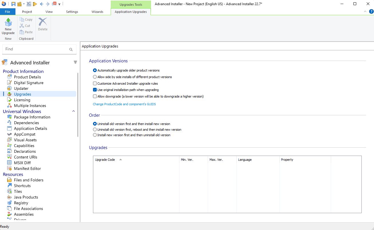 Upgrades Page Upgrades Page