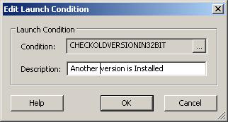 Search in "Custom Launch Conditions" in Prerequisites