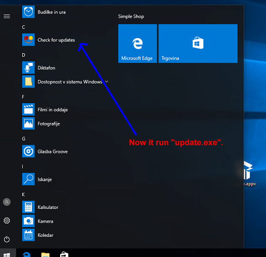 Where and who told the project to run "update.exe"?