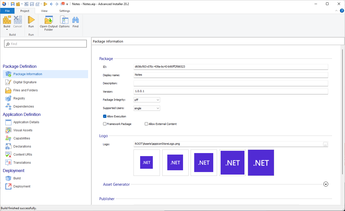 Import your MSIX for .NET MAUI in Advanced Installer