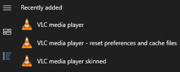 Three VLC media player MSIX shortcuts Three VLC media player MSIX shortcuts