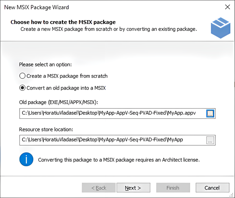 Convert AppV to MSIX