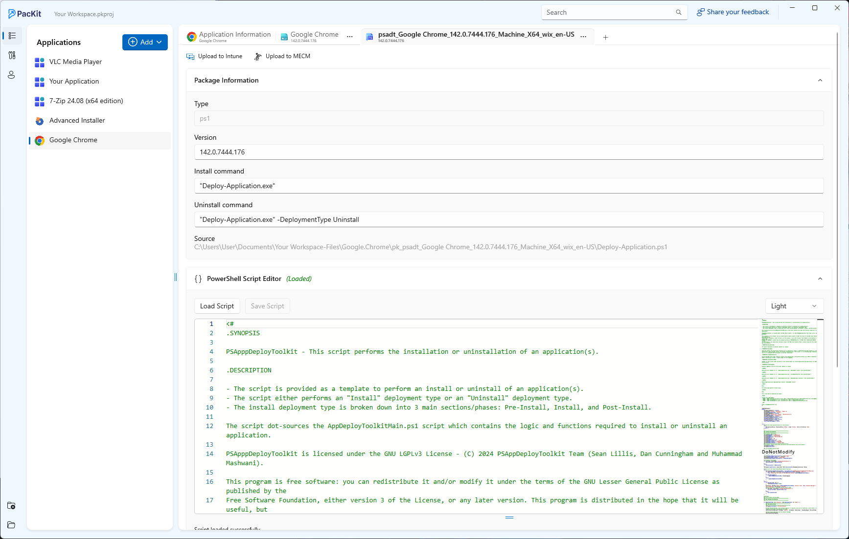 Wrap package with PSADT in PacKit