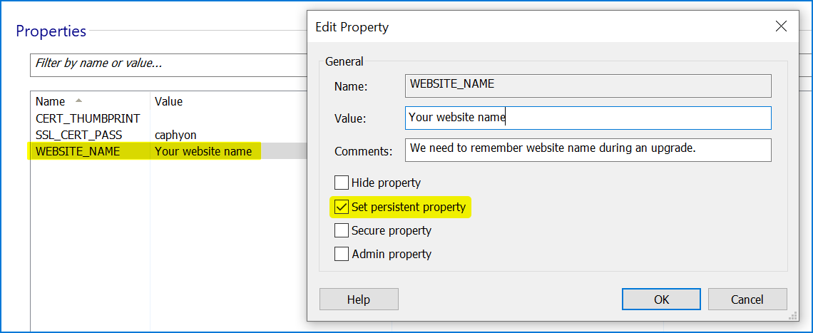 Set persistent property