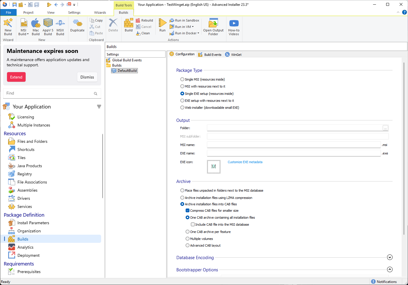 installer icon change in Advanced Installer