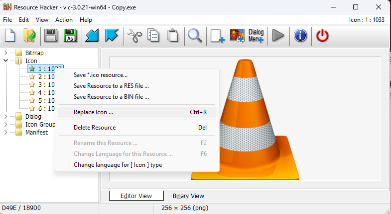 Replace icon option in Resource Hacker