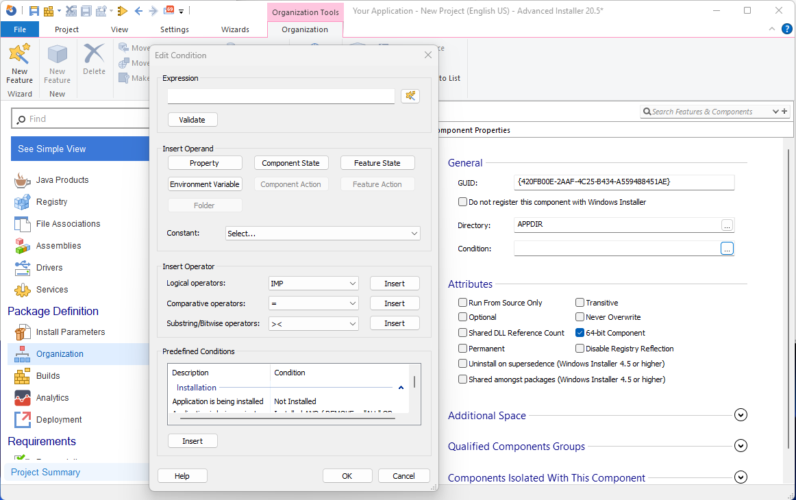 component conditions