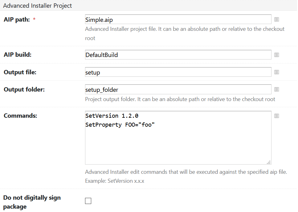 Configure Advanced Installer Project