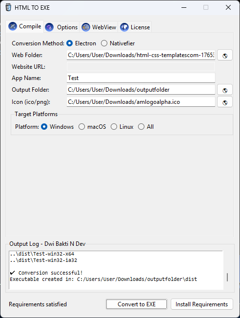 HTML To EXE GUI