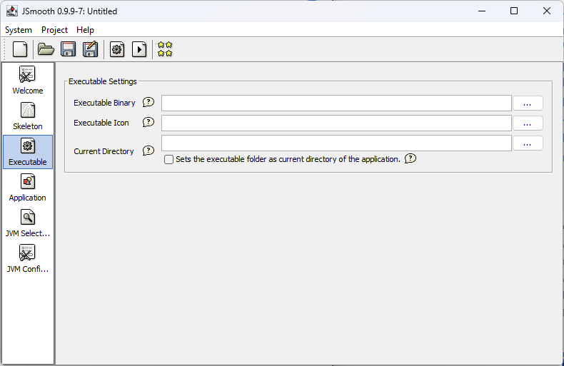 Executable settings in JSmooth