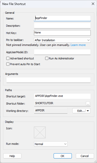 Add AppFinder EXE to your package