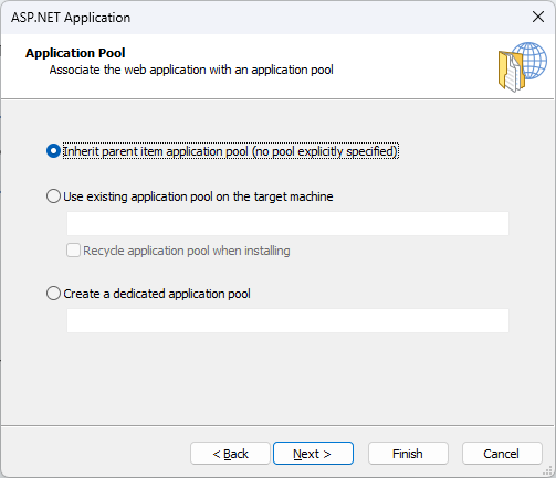Associate web application with application pool Associate web application with application pool