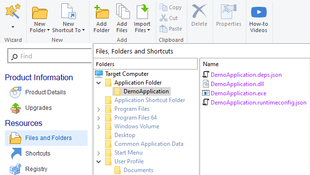 Application Folder in Advanced Installer