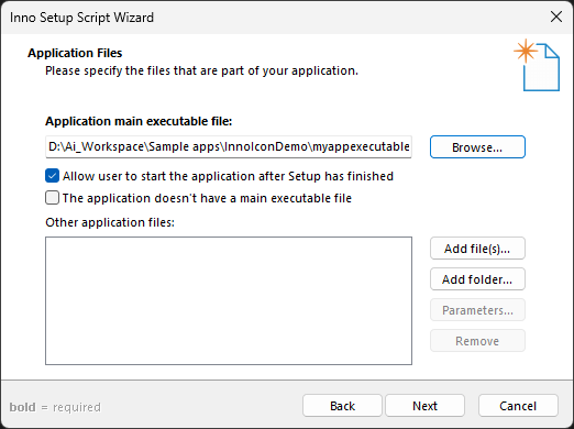 Browse the application exe in Inno Setup Browse the application exe in Inno Setup