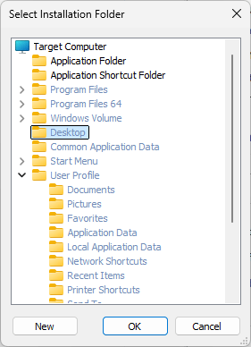 Select Desktop as Installation Folder Select Desktop as Installation Folder