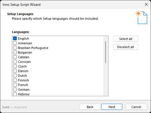 Select Setup Language in Inno Setup Select Setup Language in Inno Setup