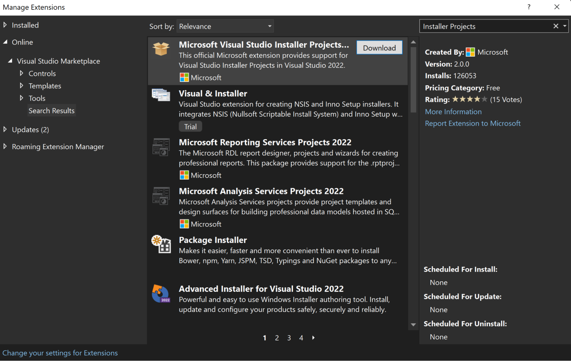 microsoft visual studio 2022 installer projects