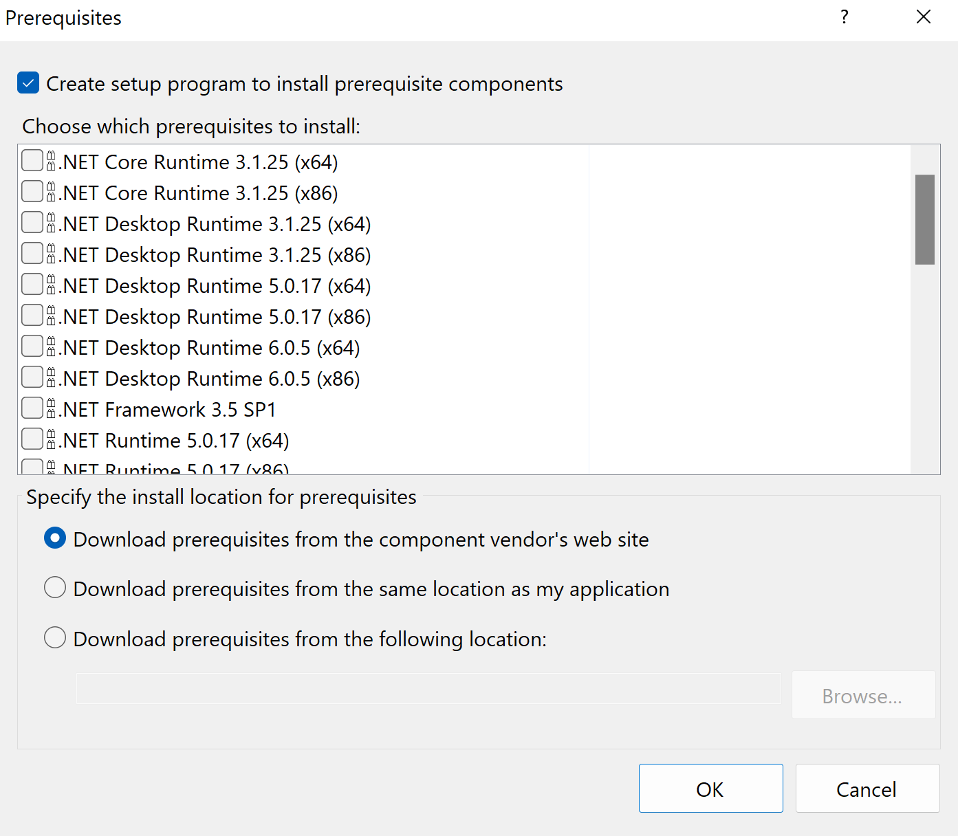 Install Prerequisites to MSI