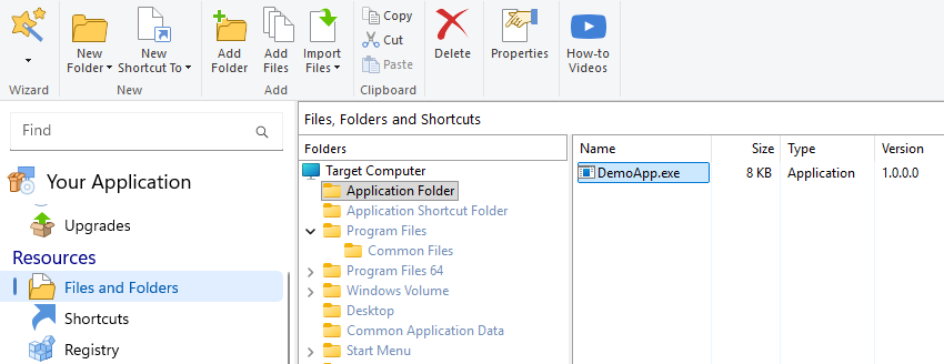 Application Folder in Advanced Installer