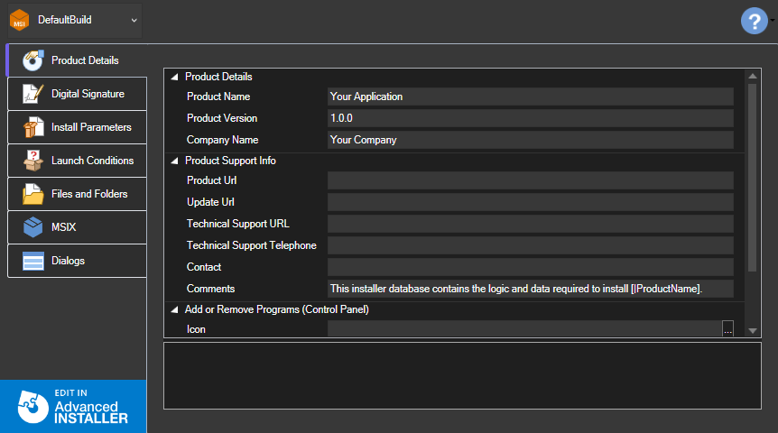 Advanced Installer Project viewer