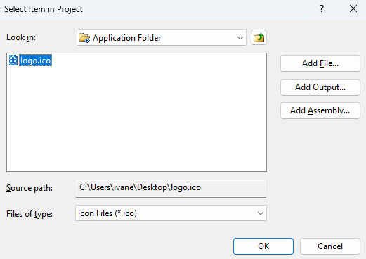 select icon in application folder