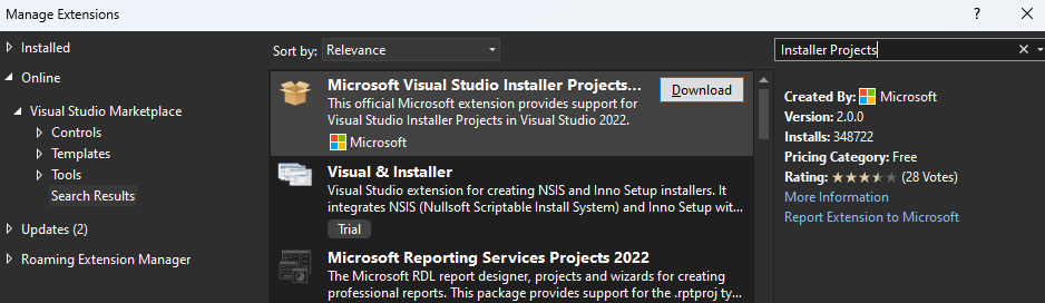 visual studio extension