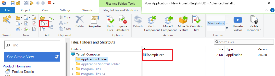 Add Files in Application Folder