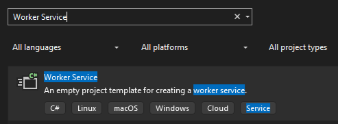 Worker Service template Worker Service template