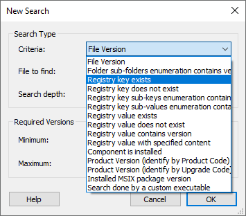 Registry key exists criteria