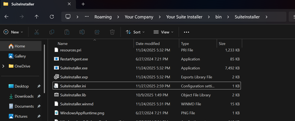 Suite Installer folder
