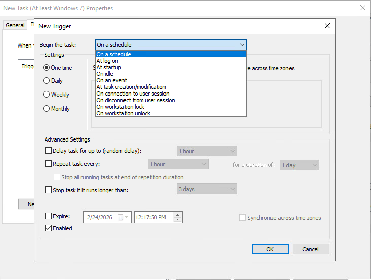 add new trigger for the task add new trigger for the task