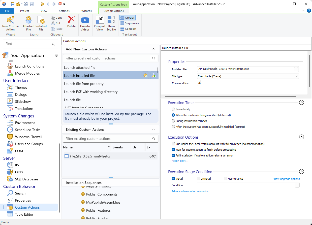 Configure the Custom Actions in Advanced Installer Configure the Custom Actions in Advanced Installer