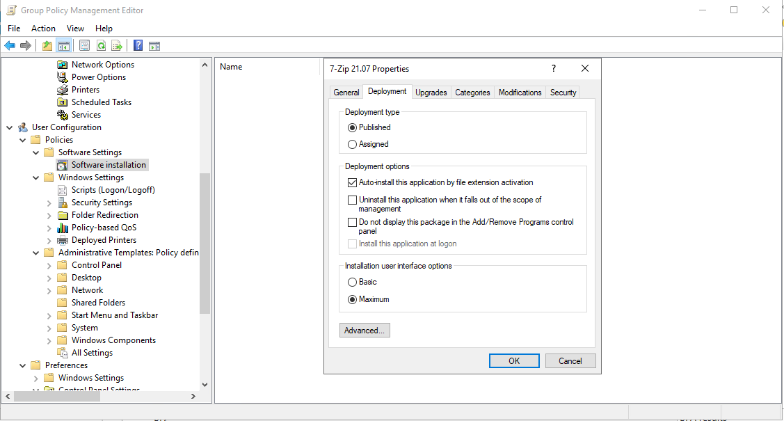 Deployment Type and Installation User Interface Options