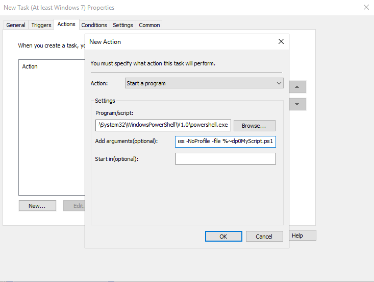 Set Values for New Action within Group Policies