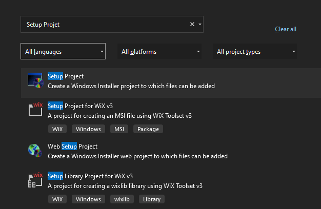 Create Setup Project in Visual Studio