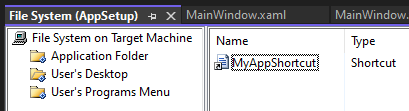 WPF Setup Project Shortcut placed in User;s Desktop Folder