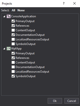 Add Project Output Dialog