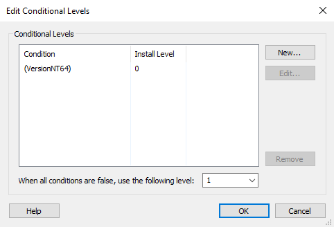 Conditional Levels Dialog