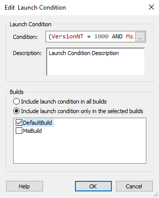 Edit Launch Condition Dialog