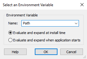 The Environment Variable Picker Dialog