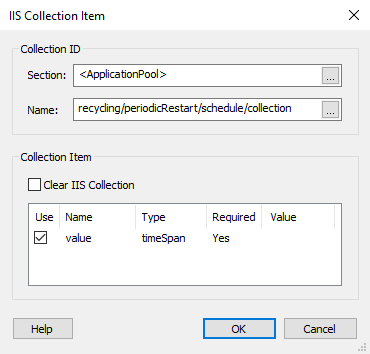 IIS Collection Dialog