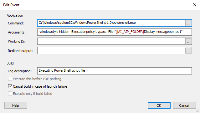 Powershell build event