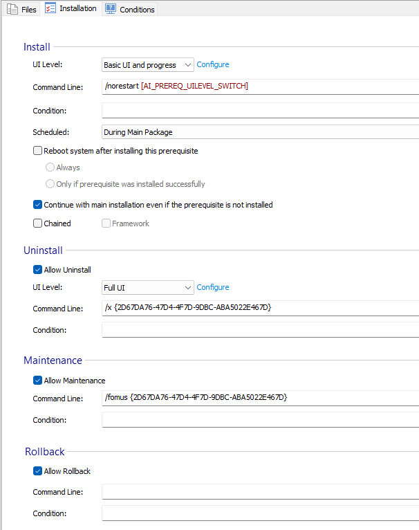 Prerequisite Properties Tab