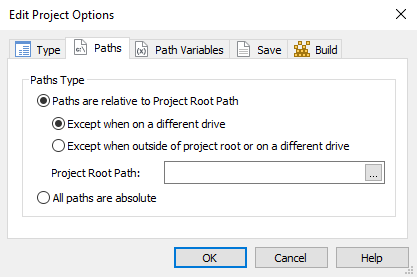 Project Options Dialog