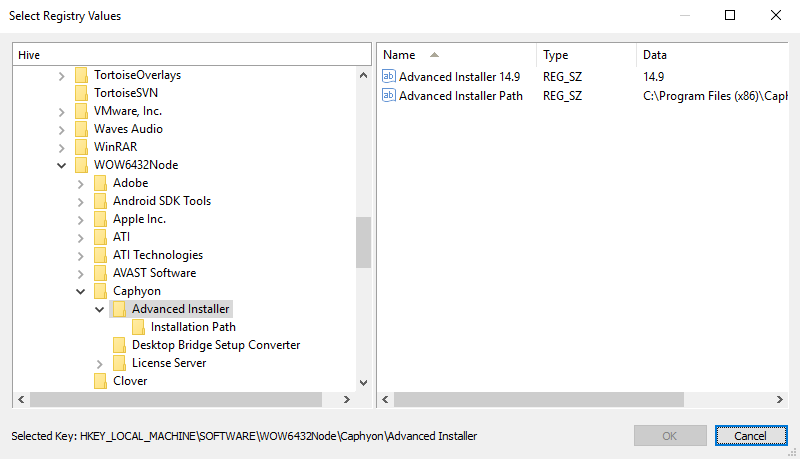 Registry Picker Dialog