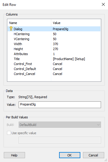 Table editor edit row